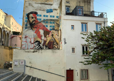 Street Art in Largo Archada - Alfama, Lisbon, Portugal